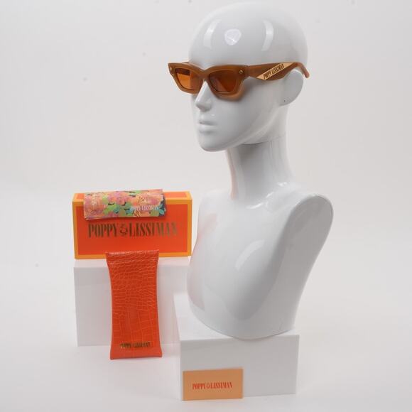Poppy Lissiman NWT Ren Orange Brown Tortoise Shell Tinted Cat Eye Sunglasses - Picture 4 of 5